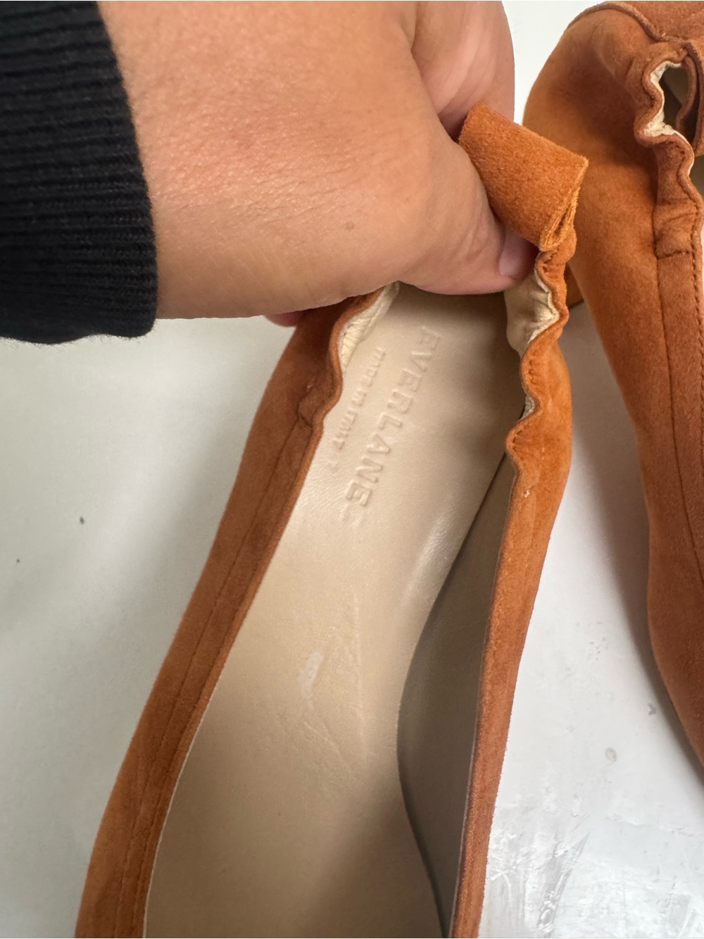 Everlane Cognac Suede Block Heel Pumps Made in Italy - Picture 12 of 16